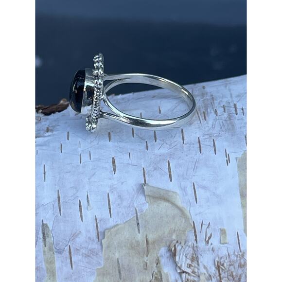 925 Sterling Silver Genuine Blackjack Turquoise Stone Southwestern Ring Sz 9 - Picture 11 of 15